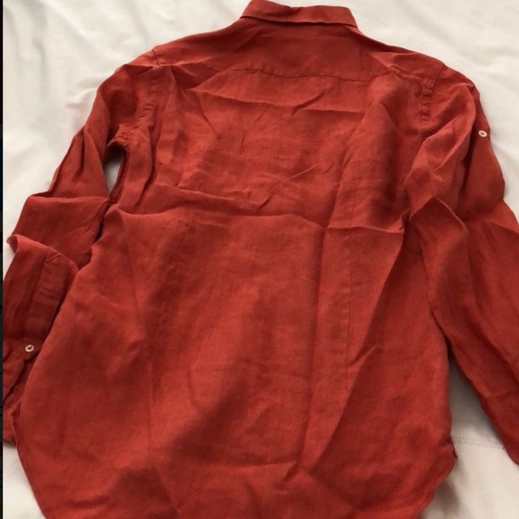 Men’s Zara Red Linen Shirt - Picture 3 of 4